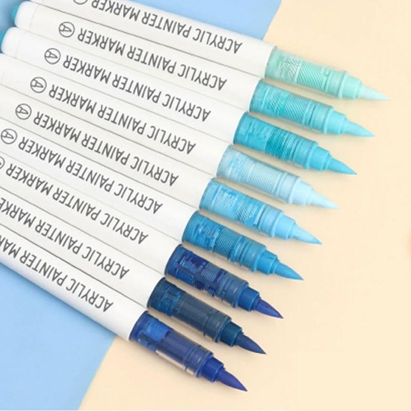 Gradient Color Marker Pen, 9 Counts/set Liquid Acrylic Marker Pen, Student Colored Graffiti Painting Coloring Pen, Art Supplies