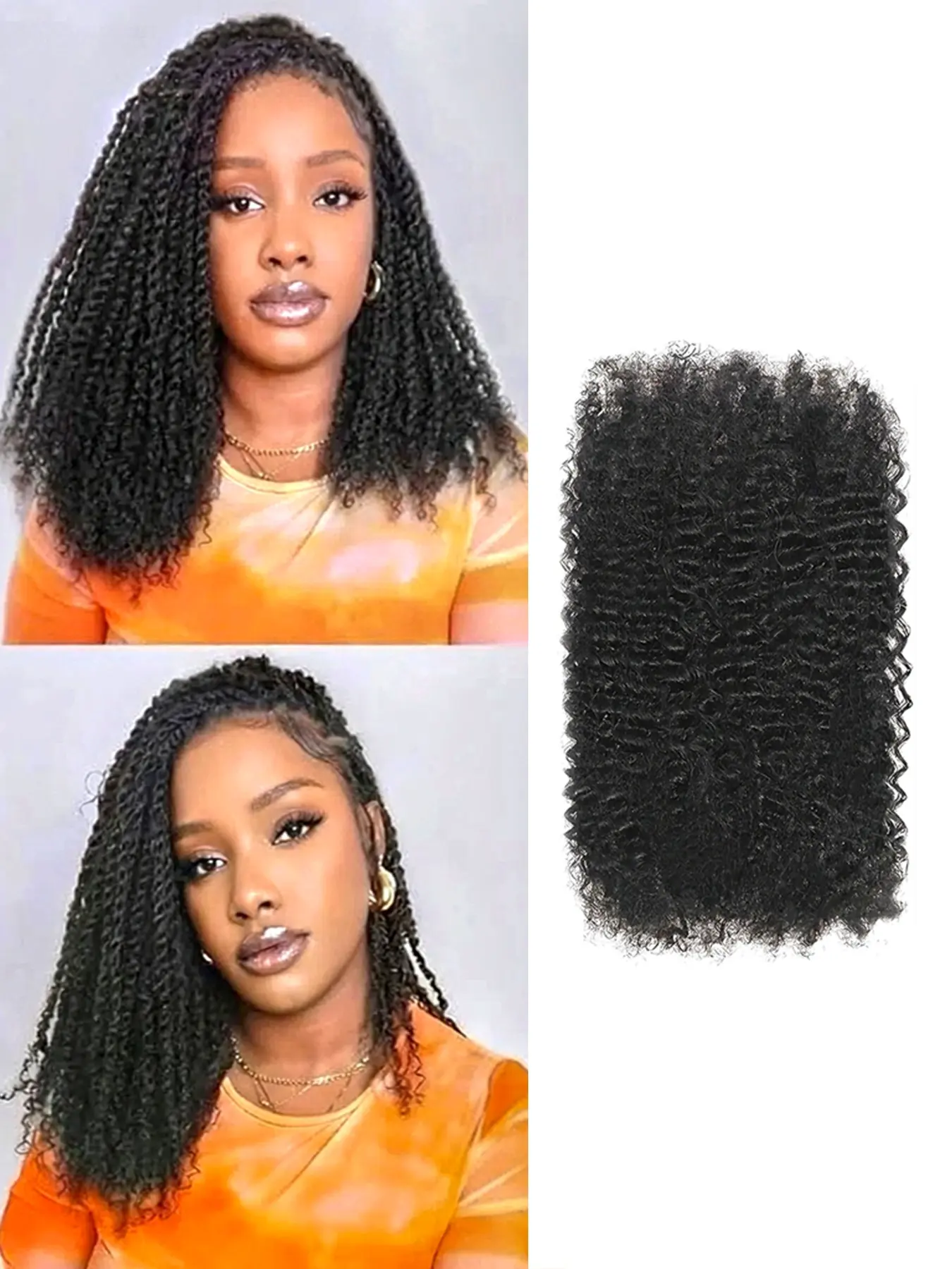 Afro Kinky Bulk Human Hair Bundles, Human Braiding Hair, No Weft Afro Kinky Bulk Hair, Easy To Twist Loc Micro Braids Hair Extensions, Twist Dreadlock Extensions
