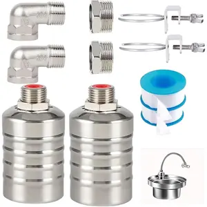 1/2" 3/4" Auto Shut Off Mini Float Valve, 304 Stainless Steel Auto Water Level Control Valve for Water Tank Pool Livestock Troughs 2pcs