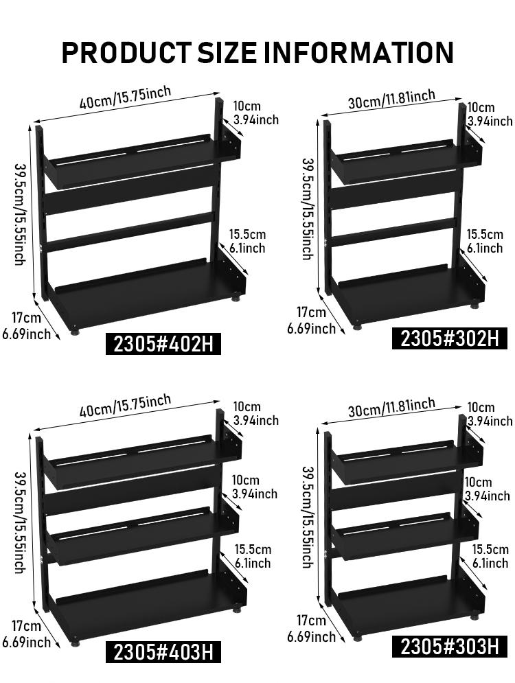 Three-Tier Kitchen Spice Rack, Multi-Functional Storage for Jars & Condiments, Detachable & Washable, Modern Design, Home & Restaurant Use