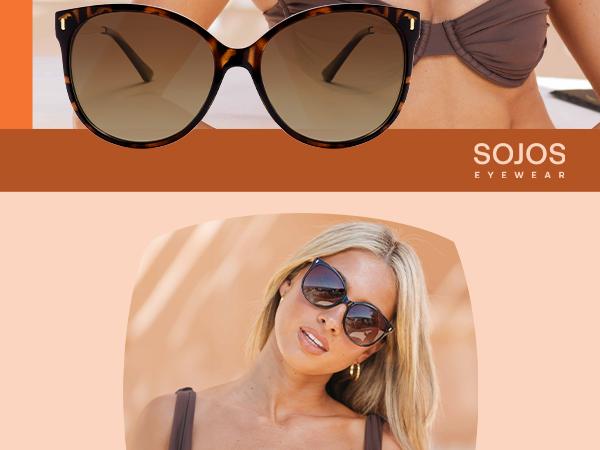 SOJOS Round Polarized Sunglasses for Women Men Oversized Trendy UV Protection Shades