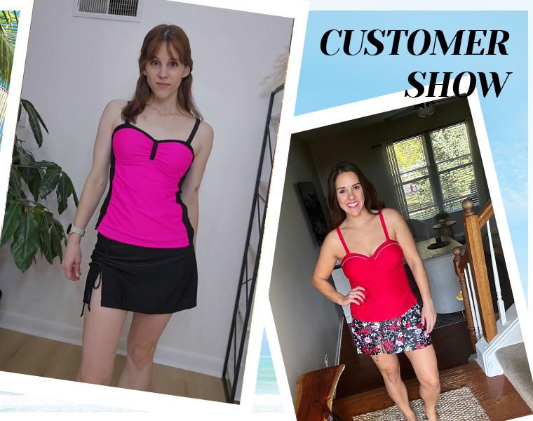 Yonique Womens Underwire Tankini Swimsuits with Skirt Two Piece Bathing Suits Tummy Control Swimwear