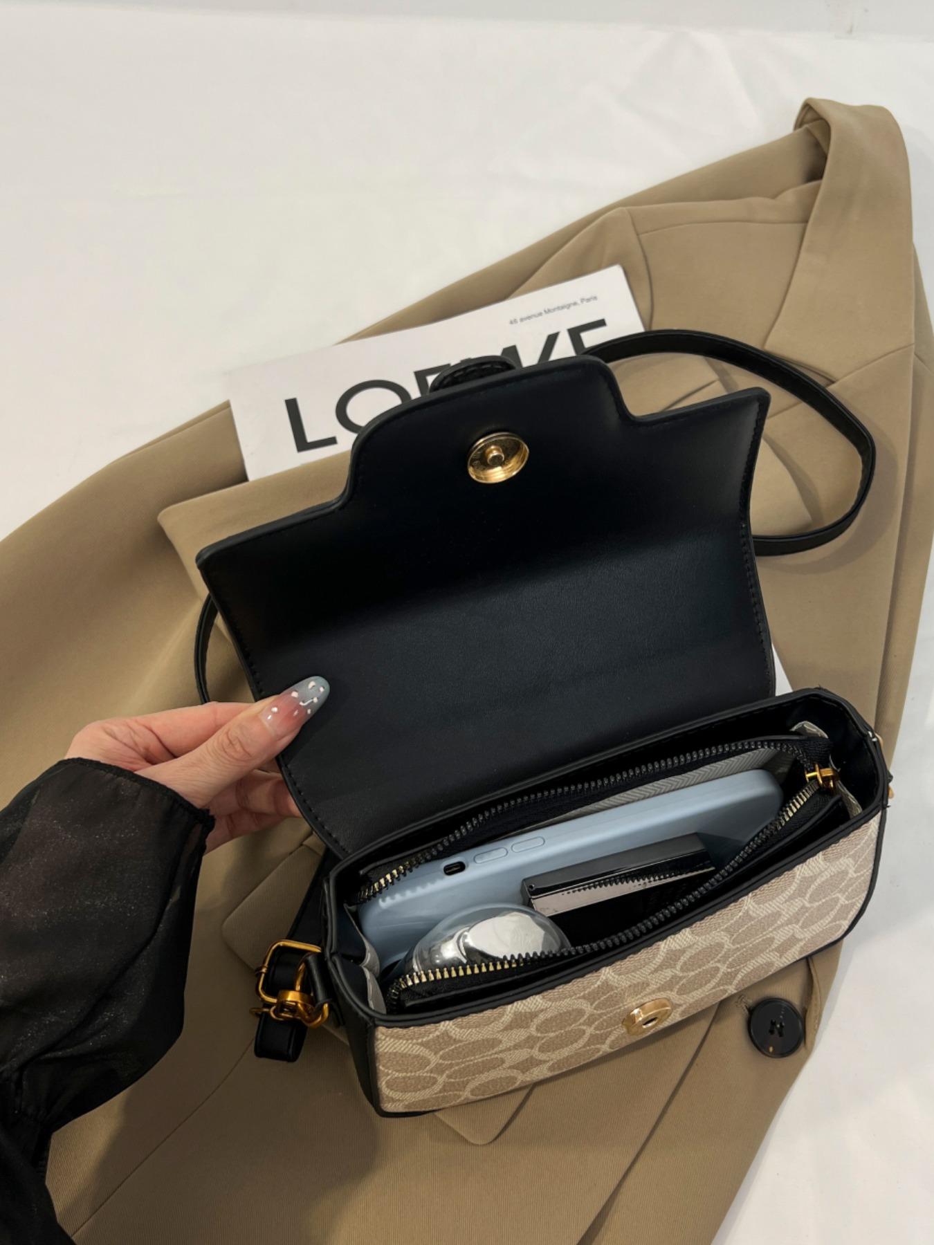 Compact Yet Spacious Bag, Short Handle & Adjustable Straps, Perfect for Commuting/date/walking, Leather Patchwork & Metal Buckle, Versatile Color