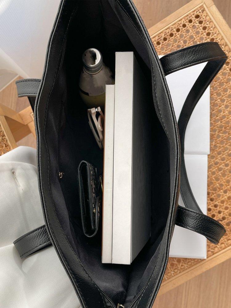 Large Capacity V-Texture Leather Tote Bag for Women, Lightweight Soft Leather Shoulder Bag, Commuter Laptop Mommy Bag, Casual Crossbody Backpack