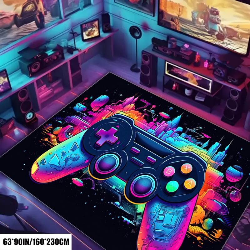 Game Controller Pattern Floor Mat, 1 Count Colorful Creative Soft Floor Carpet, Decorative Area Rug for Home Living Room Bedroom Game Room, Video Game Rug