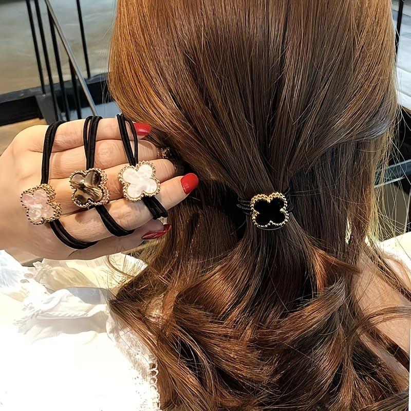4pcs High-End Rubber Bands Hair Accessories, Korean Style Hair Ties, Non-Damaging Elastic Headbands, Women's Hair Decorations