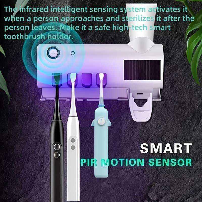 Smart Toothbrush Sterilizer with Automatic Toothpaste Dispenser, UV Sterilizer and Electric Toothbrush Holder, Wall-Mounted Toothbrush Storage Rack with UV Toothbrush Holders