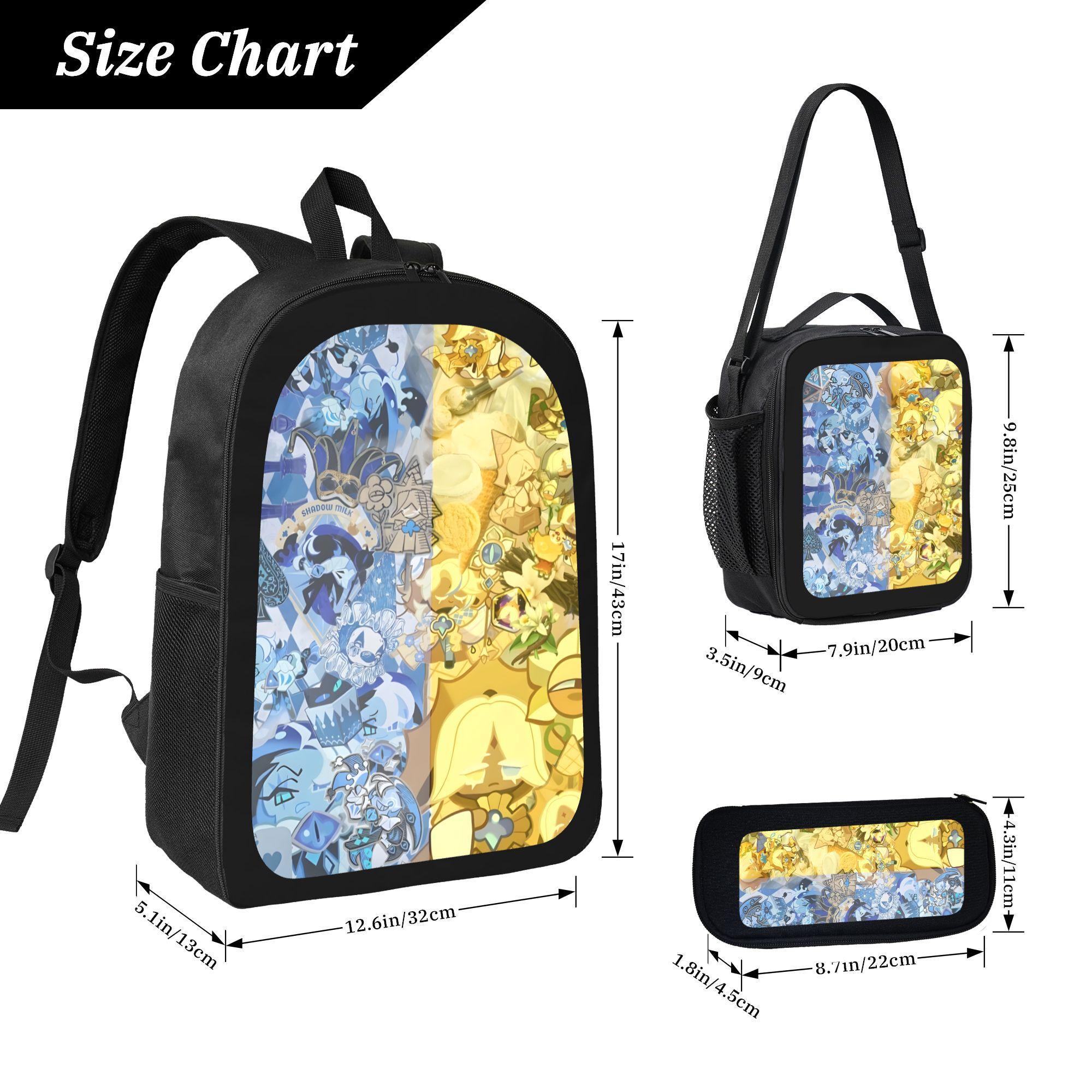 cookie run kingdom  Backpack 3PCS Set shadow milk cookie  School Bag Set ,unisex