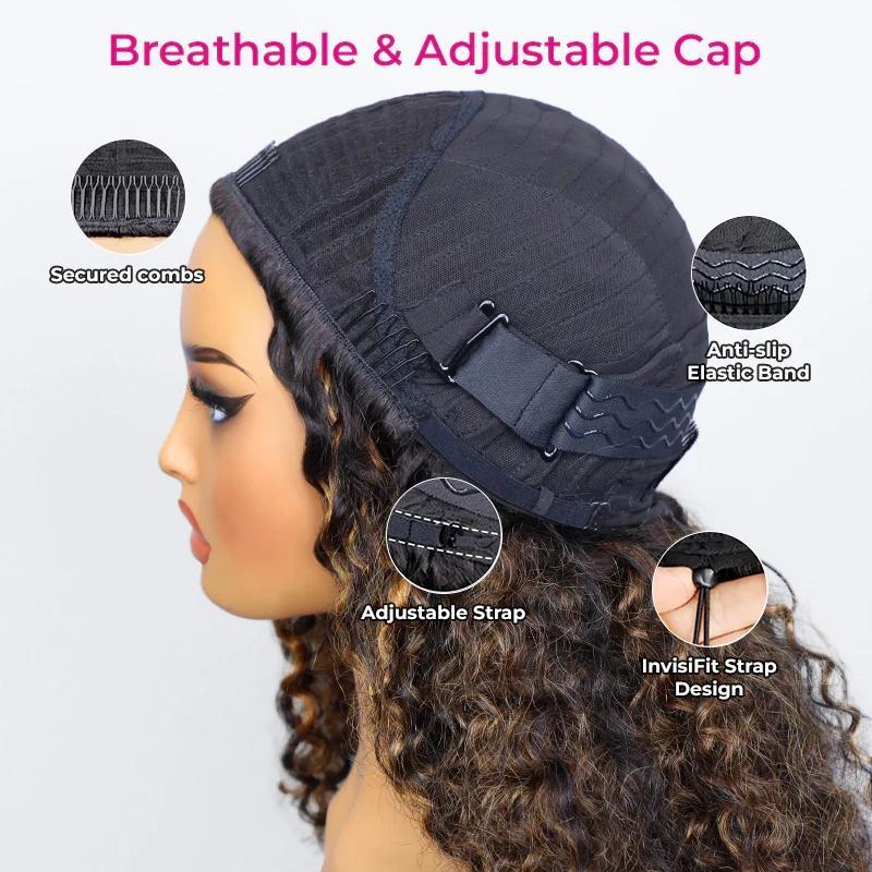 [WEAR GO HALF WIG] ISEE HAIR Wear Go 1B/30 Highlight Half Wig Water Wave Invisible Hairline Glueless Human Hair Wigs Seamless Flip Over Wig Natural Look Beginner Friendly #TikTokShopfalldealsforyou #Category Spotlight