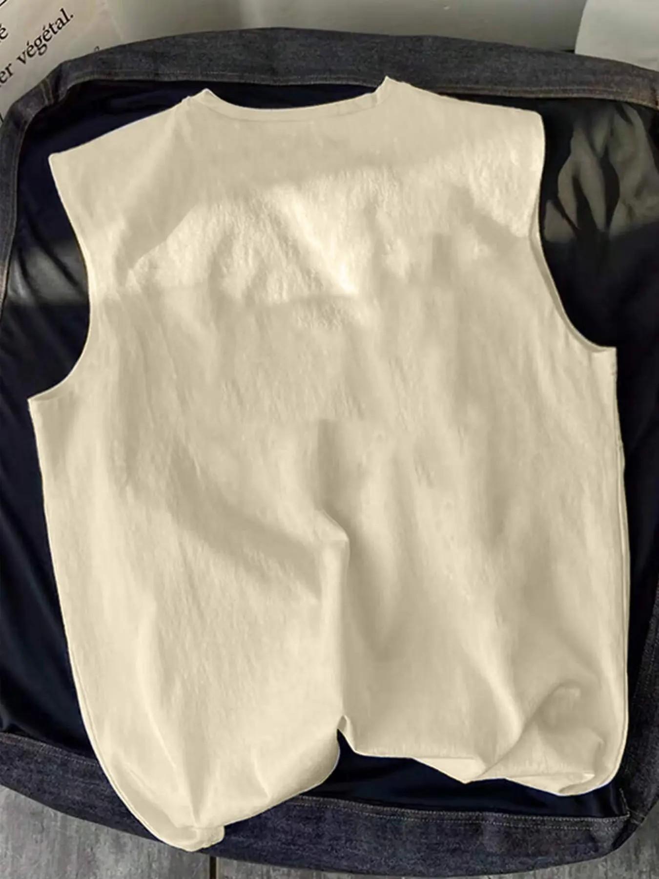 Gothic Sleeveless Top with Rhinestone Lips Cross Jewelry, Fitted Long Casual Graphic Shirt, No Zipper or Button, Made in China