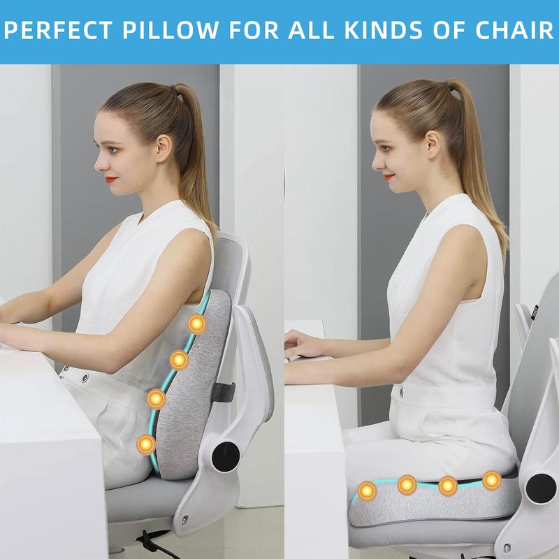 Memory Foam Office Chair Cushion and Lumbar Cushion, Adjustable Swivel Chair Comfy Chair Suitable for Home, Car and Office Use, Hip and Waist Upgrade, Portable and Comfortable with Washable Breathable Mesh, Ergonomic Computer Chair