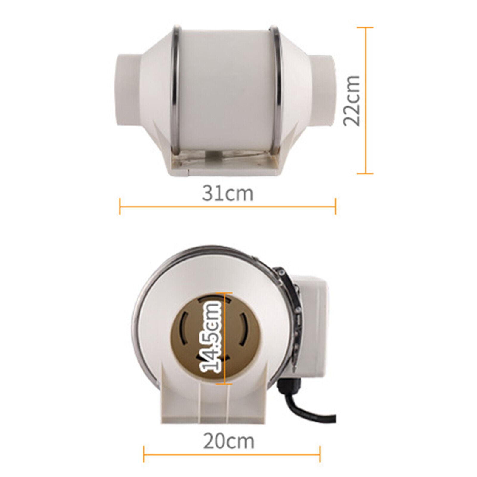 White 75W 110V Utility Duct Fan 540m³/h Airflow for Bathroom Kitchen Garage Ventilation 38dB Low Noise All Copper Motor Easy Install Clean