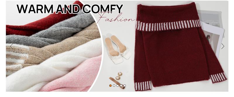 MEROKEETY Women's Off Shoulder Sweater 2025 Fall Winter Fashion Oversized Ribbed Knit Striped Pullover Tops