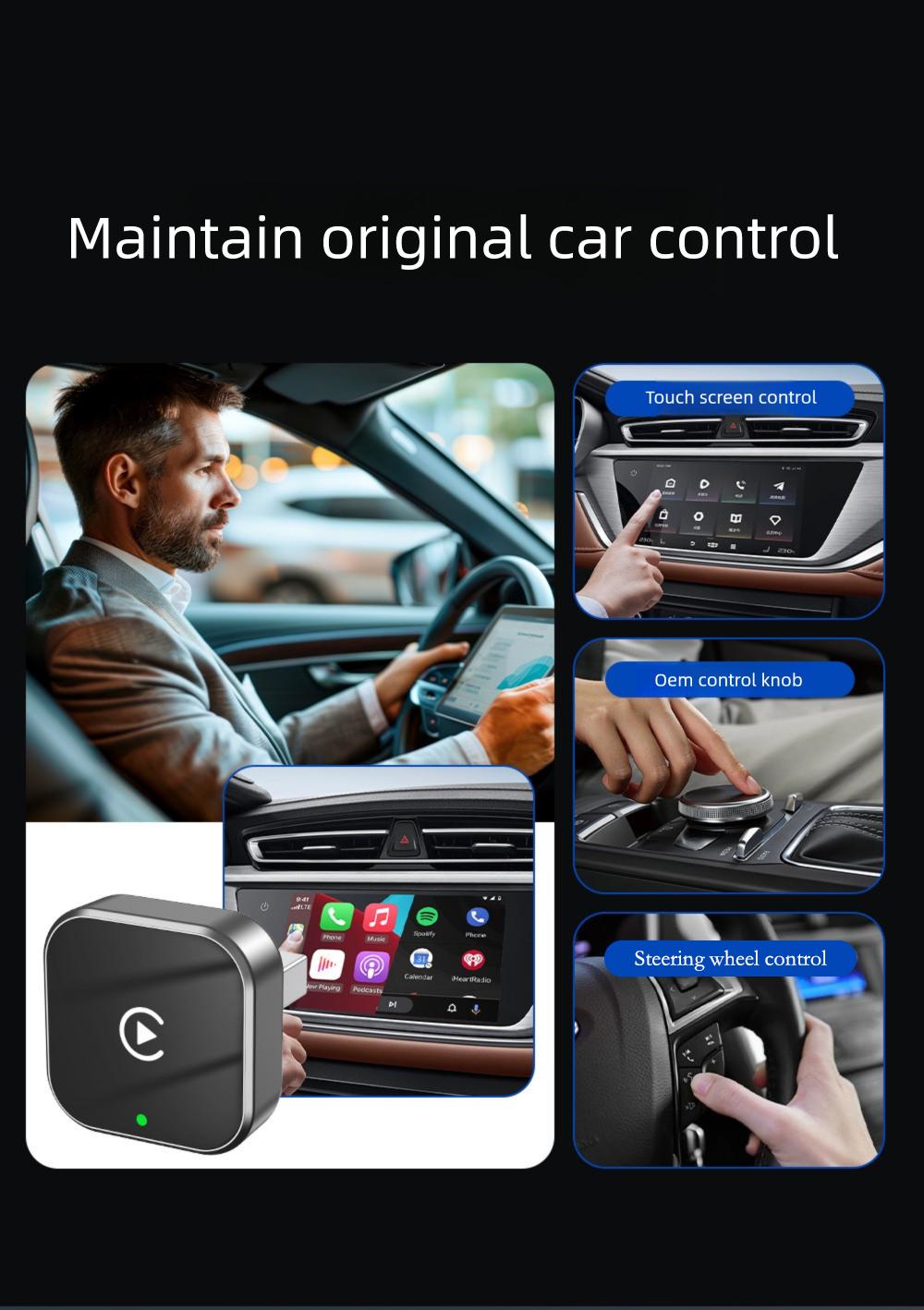 2in1 Wireless CarPlay & Android Auto Adapter, 5GHz Plug & Play Wired to Wireless Car Converter