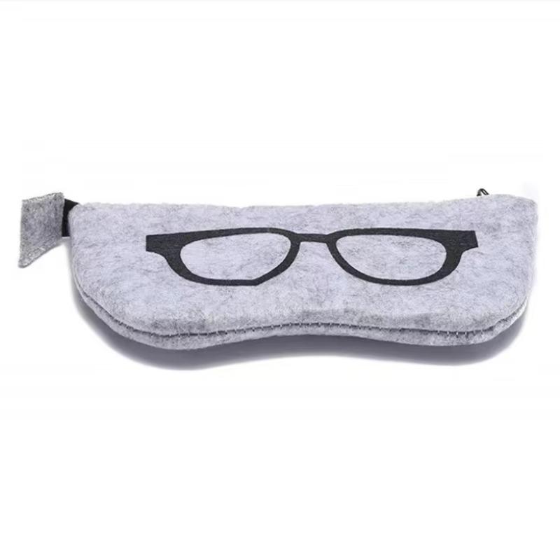 1pc Soft Felt Eyeglasses Bag Portable and Durable Anti-scratch Zipper Closure Sunglasses Sunglasses Storage Bag