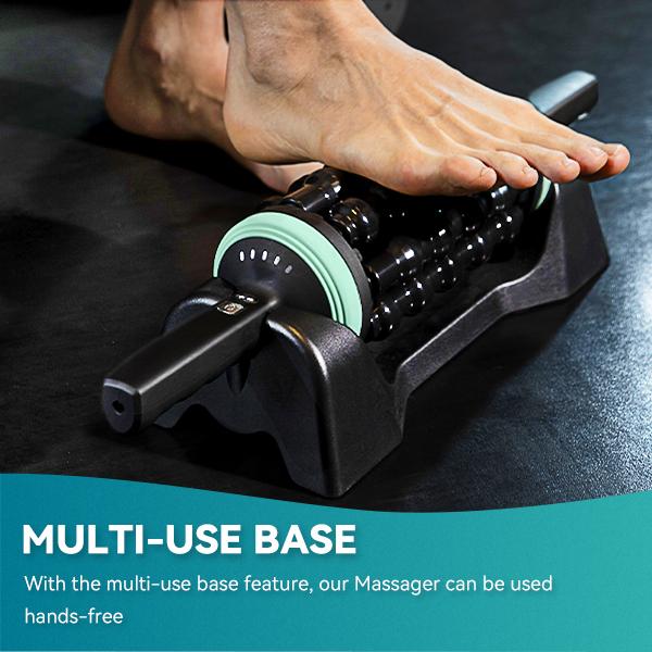 [New Year Gift] 5-Speed Reversible Spin Roller Massager with Rechargeable Battery, Double-Tap Activation & Multi-Use Base - Full Body Muscle Relief for Thighs, Calves, Back & More