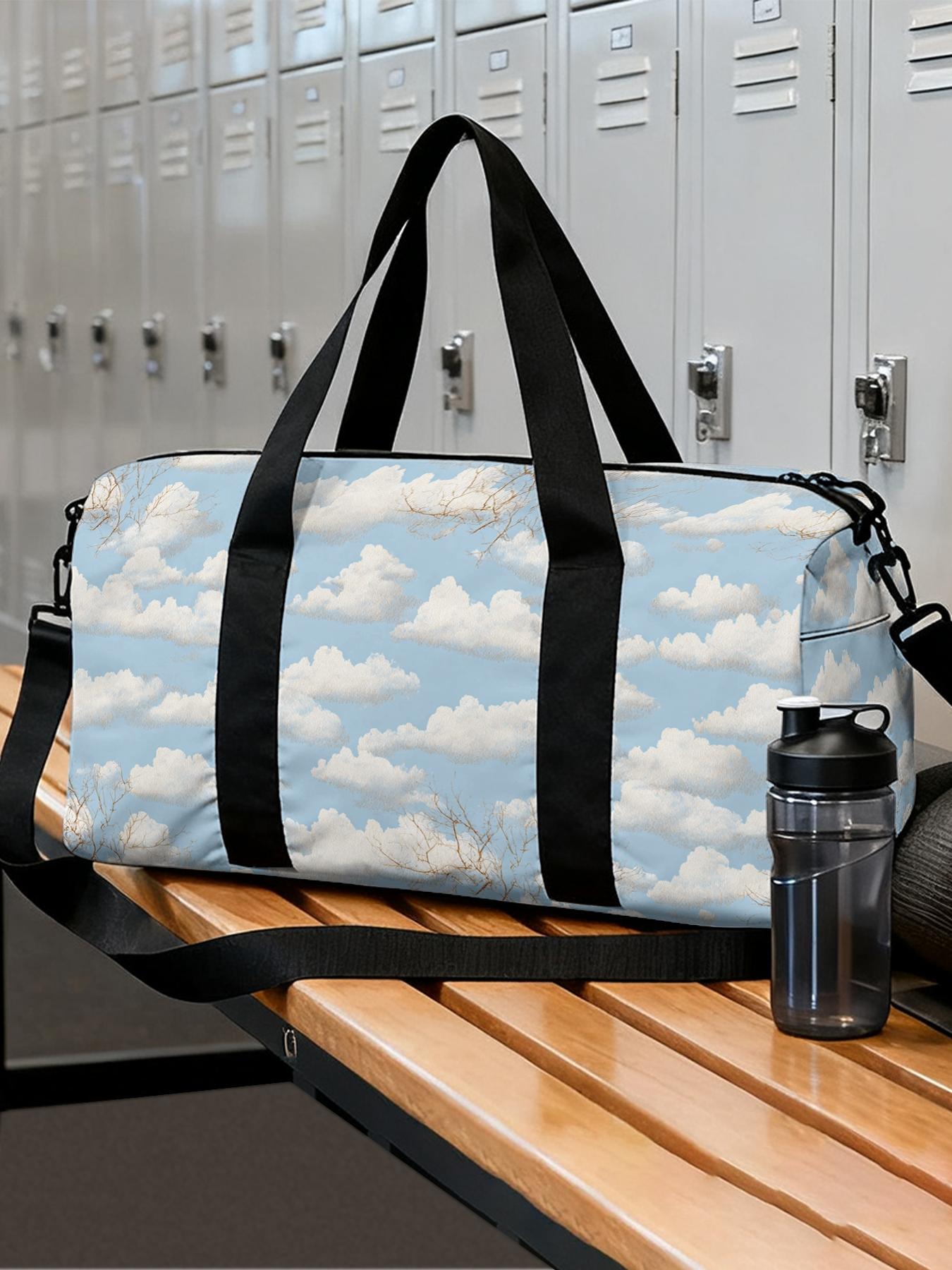 1pc Fluffy Clouds and Branches Travel bag Unisex Handbag, with Adjustable Shoulder Strap, Travel Luggage Bag, Sports Yoga Bag, Perfect for Gym and Sports, Durable Fitness Bag