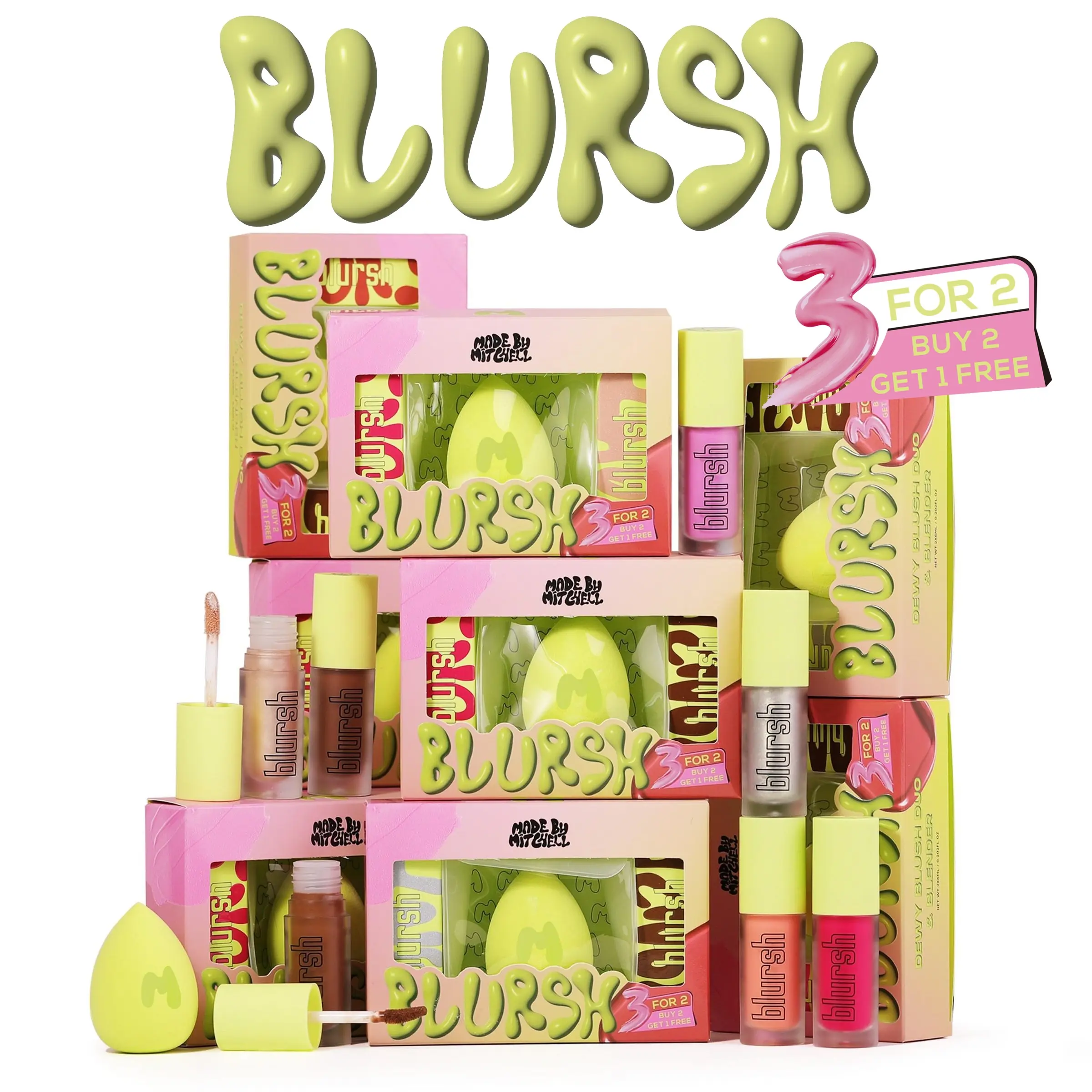 2 PCS LIQUID BLURSH Makeup Beauty Cosmetics WITH FREE SPONGE - MADE BY MITCHELL
