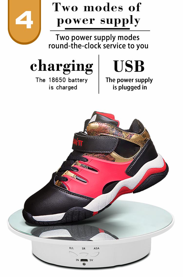 360 Degree Electric Rotating Turntable Low Noise Adjustable Smooth Rotation Non-Slip Display Stand for Photographic Products (White, 7.8 inches/Load 17 LB/with Mirror Glass) Camera Bear Plug