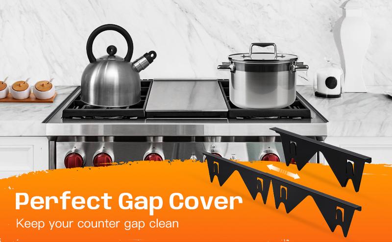 Stainless Steel Stove Gap Covers,Stove Gap Filler, [SUPAFA]Range Trim Kit, Stove Gap Guards, Heat Resistant and Easy to Clean, Easy retractable Length 13.8" to 27.5", Width 0.79"(2PCS)