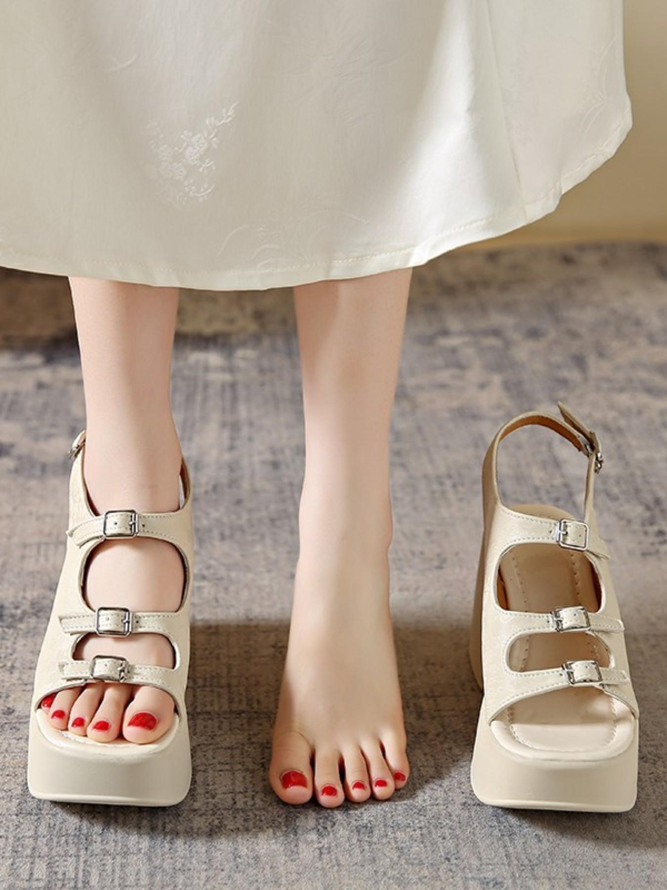 New Traditional Chinese Style Embroidered Shoe Face, Vintage Three Buckle Design, Ultra High Waterproof Thick Sole, Multiple Colors Available