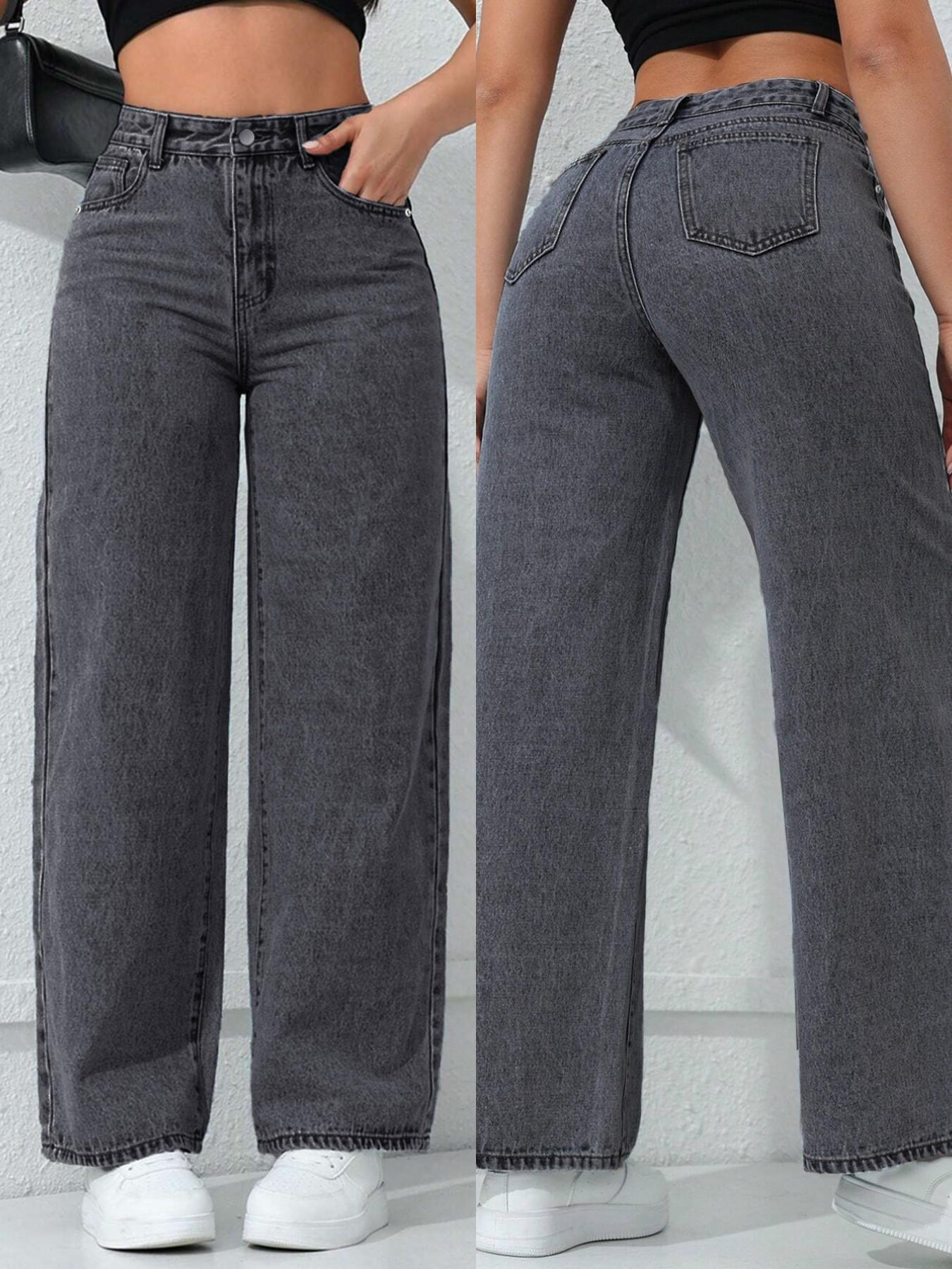 Spring Summer New Women's Pants Light Blue High Waist Elastic Jeans Casual Vacation Daily Versatile Wide Leg Pants