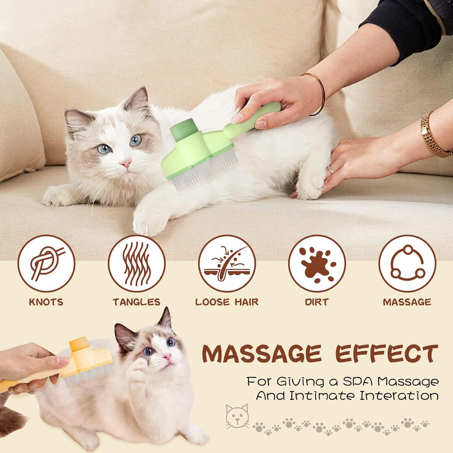 Avatore Cat Brush, Multi-Functional Pet Grooming Tool, Reduces Shedding & Pain Relief, Suitable for Short Hair Cats & Long Hair Cats