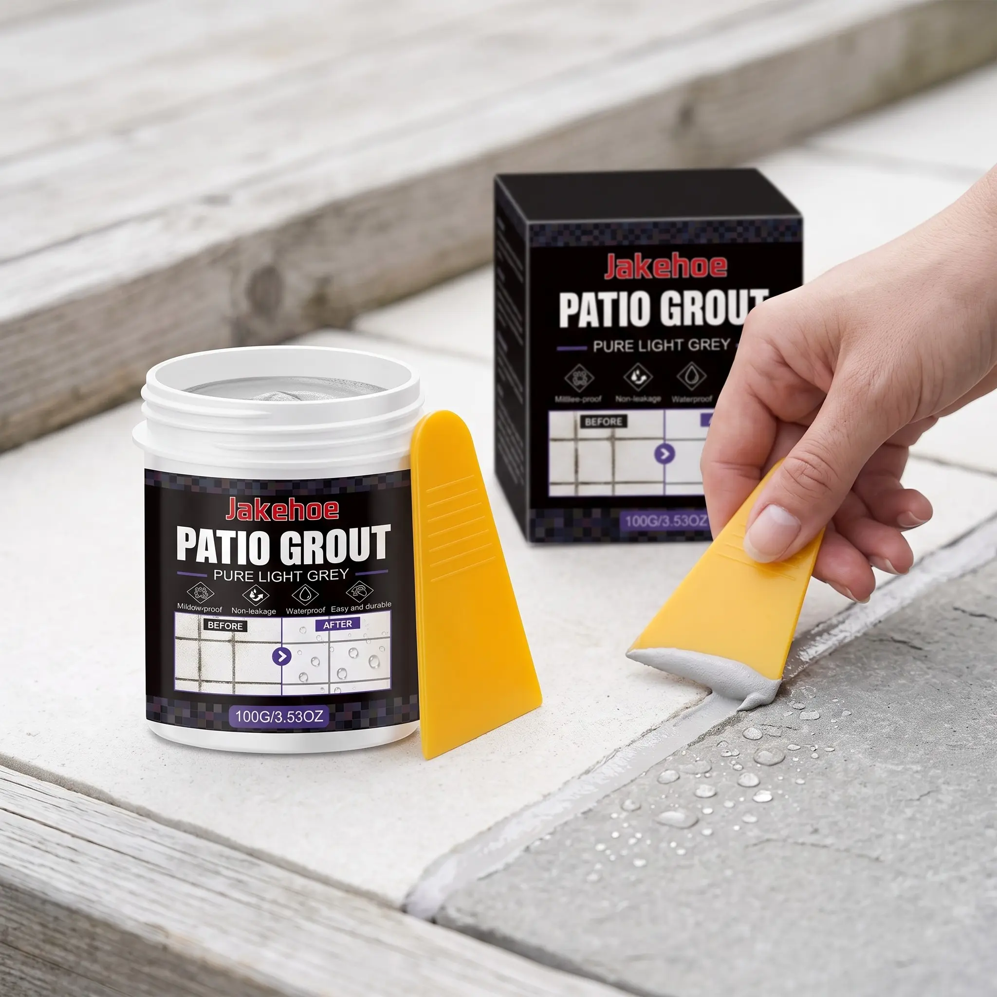 Light Tile Grout Sealer, Home Use Tile Gap Filler, Anti-Mold and Waterproof, Includes Scraper, Easy Application for Bathroom and Kitchen Tiles