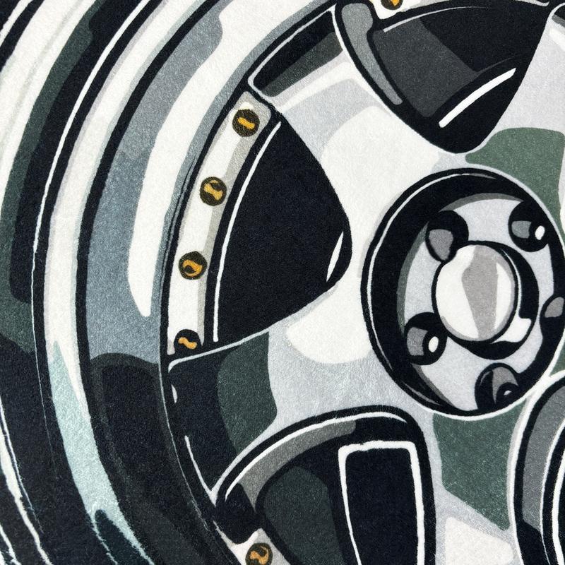 Round Creative Wheel Pattern Carpet, 1 Count Street Style Non-slip Floor Rug Mat, Geometric Pattern Rug, Decorative Carpet for Home Living Room Bedroom