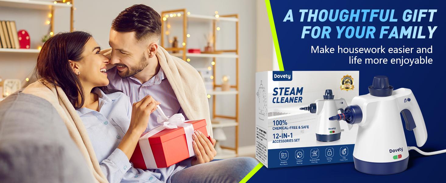 Steam Cleaner, Pressurized Handheld Steam Cleaner for Home with 12pcs Accessories & Safety Lock, Multi-Surface & Powerful Home Use Steamer for Cleaning, Car, Bathroom, Shower, Window, Grime, Grease