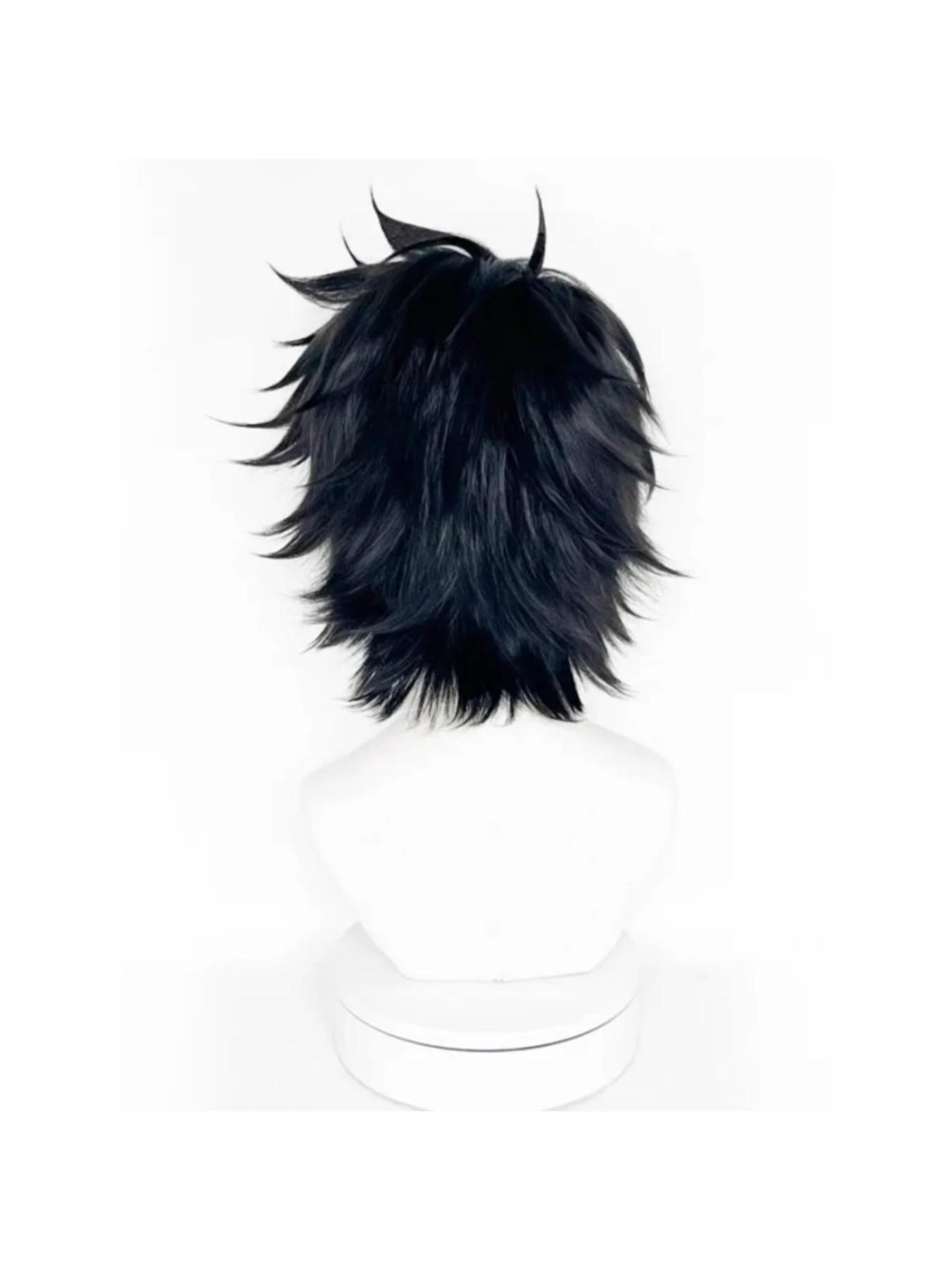 Death Note L Lawliet Al Rolette Cosplay Wig, Reverse Curl Anime Style Short Hair, Synthetic Fiber for Live Shows, Comic Book Look