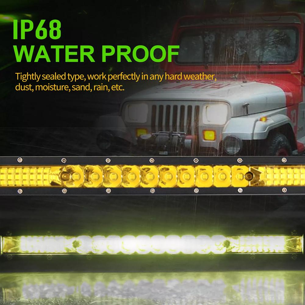 20 Inch 156W Amber LED Light Bar, Spot Flood Combo Beam LED Drivin Lamp, Off Road Lights LED Work Light for Outdoor