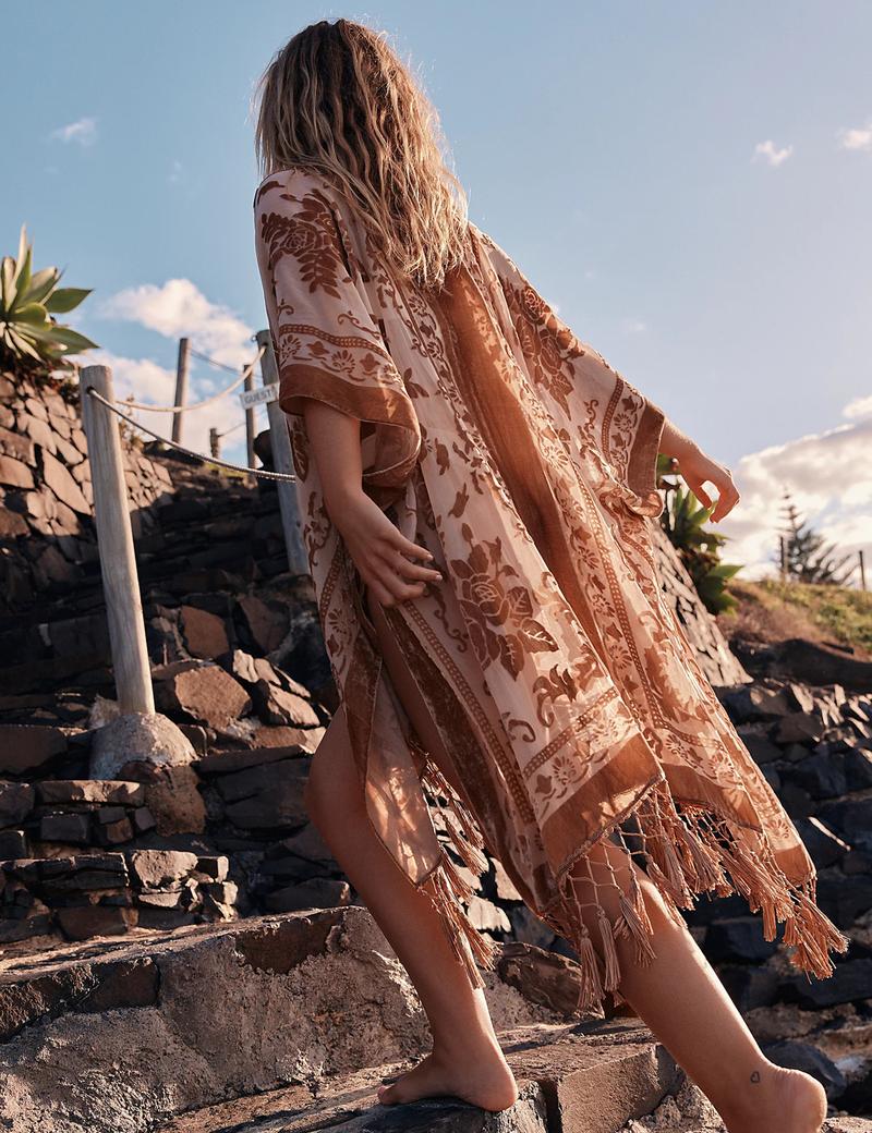 WeHello Women's Boho Burnout Velvet Kimono Long Cover Up with Tassel Casual Cardigan Shawl Flowy Fabric Beachwear Suit Womenswear Clothes Swimwear Coverups WeHello Women's Boho Burnout Velvet Kimono Long Cover Up with Tassel Casual Cardigan Shawl Flowy Fabric Beachwear Suit Womenswear Clothes Swimwear Coverups