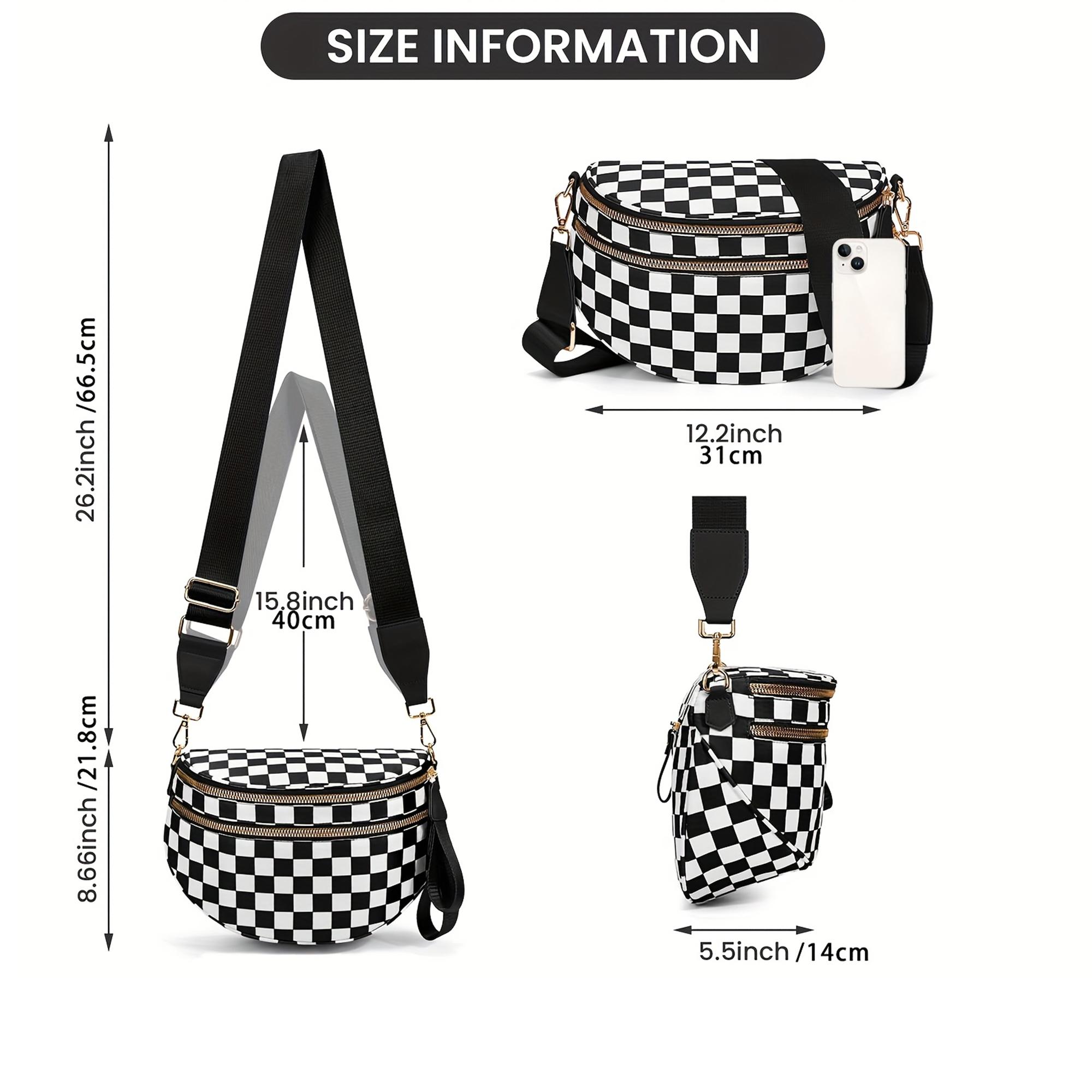 2026 New Y2K Checkered Nylon Fanny Pack, Women Trendy Plaid Crossbody Belt Bag, Adjustable Strap Large Capacity Sling Waist Pouch for Street Style Festival Summer Outdoor Travel