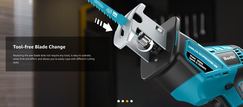 SeeSii Reciprocating Saw, 3500RPM Brushless Power Cordless Reciprocating Saw with LED Light, Tool-free Blade Change 8 Saw Blades Portable Reciprocating Saw for Wood PVC Cutting RS100 #TikTokShopBlackFriday