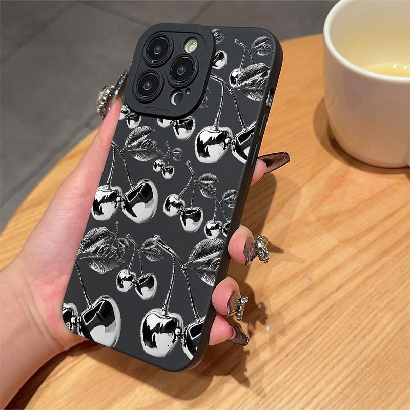 Cherry Pattern Phone Case, Anti-drop Cellphone Protective Case, Total Protective Shockproof Mobile Phone Cover for iPhone