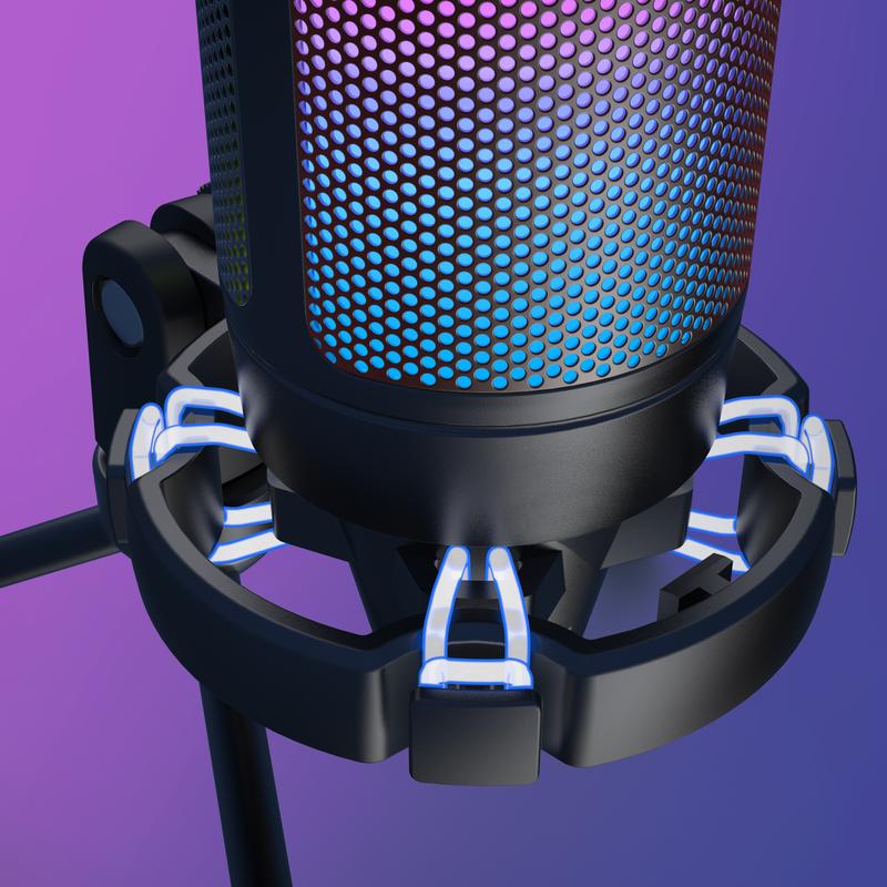 FIFINE A6V USB Gaming Microphone for PC PS5, Condenser Mic with Quick Mute, Gain Control, RGB Indicator, Tripod Stand, Pop Filter, Shock Mount, for Streaming Discord Twitch Podcasts Videos