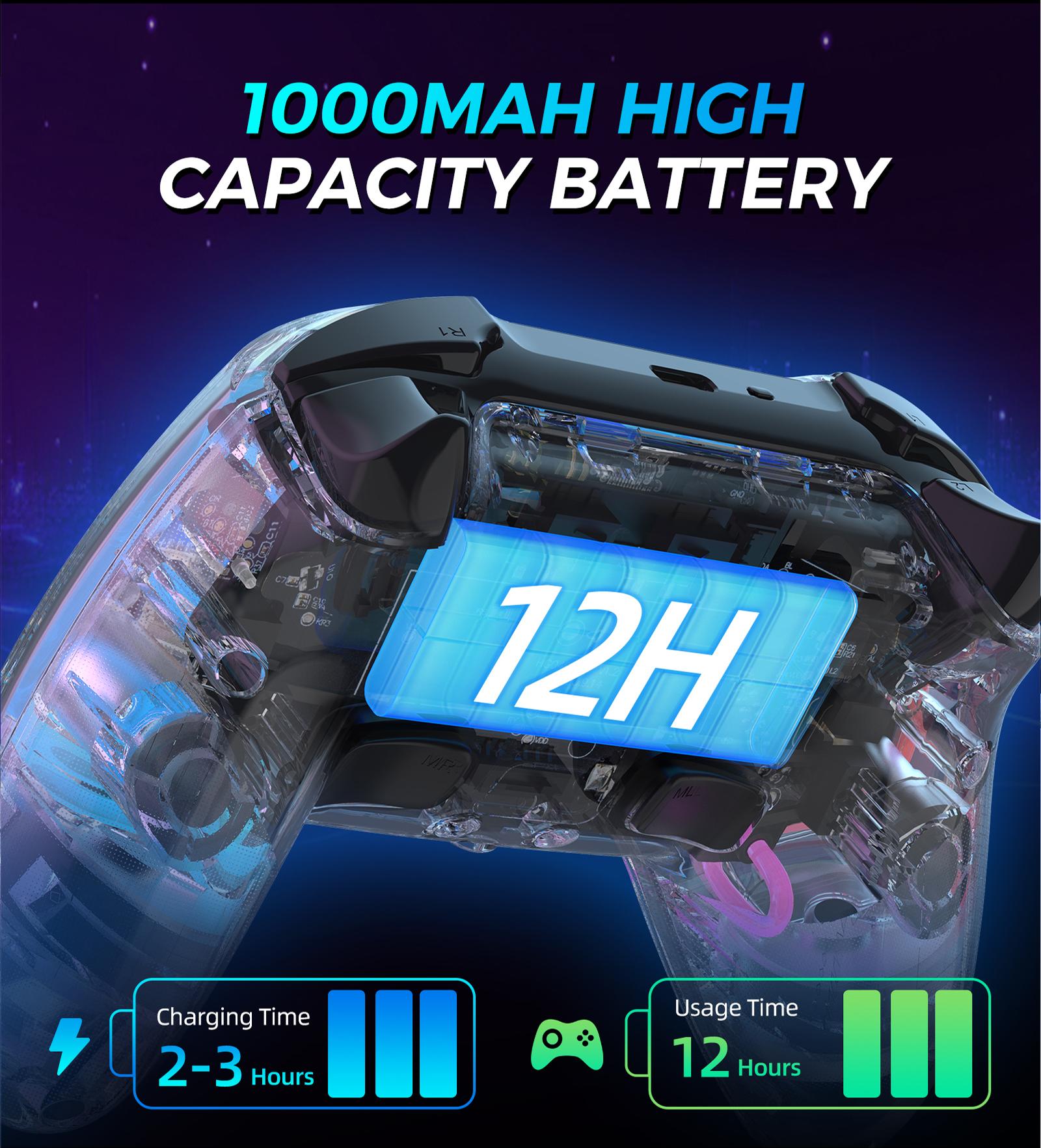 IINE Bastet Wireless Transparent Controller for PS4/Switch/PC/Android/iOs with Touchpad Hall Effect Trgger Hall Joystick Headphone Jack Macro & Turbo 6-Axis Gyro Sensor