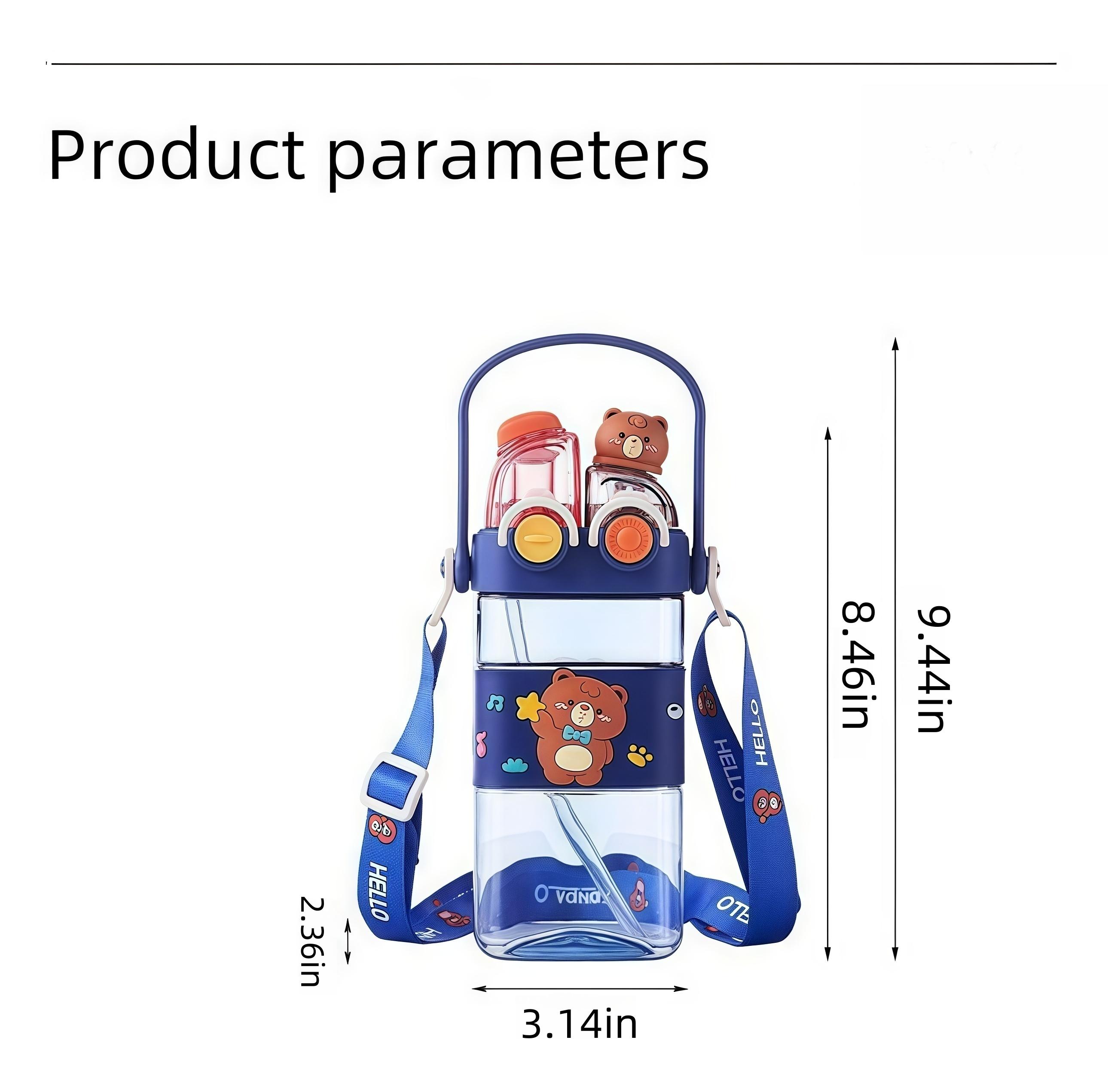 UFORU Press-type bear water bottle,19.61oz Portable outdoor sports water bottle PP material, heat insulation, drop resistance, no peculiar smell,design for  Boys and Girls, outdoor and home Mug Bottled Reusable Cup Drinkware Lid Straw Washable Kids