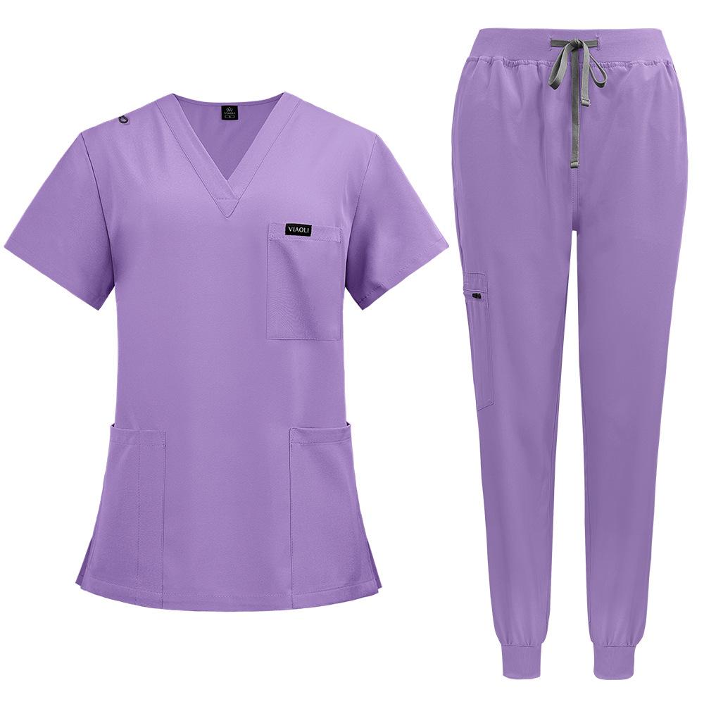 Comfortable Leisure Care Center Daily Practical Work Clothes Set Women Unisex Doctor Hospital Uniform Top Jogger Pants Veterinary Nursing Uniforms