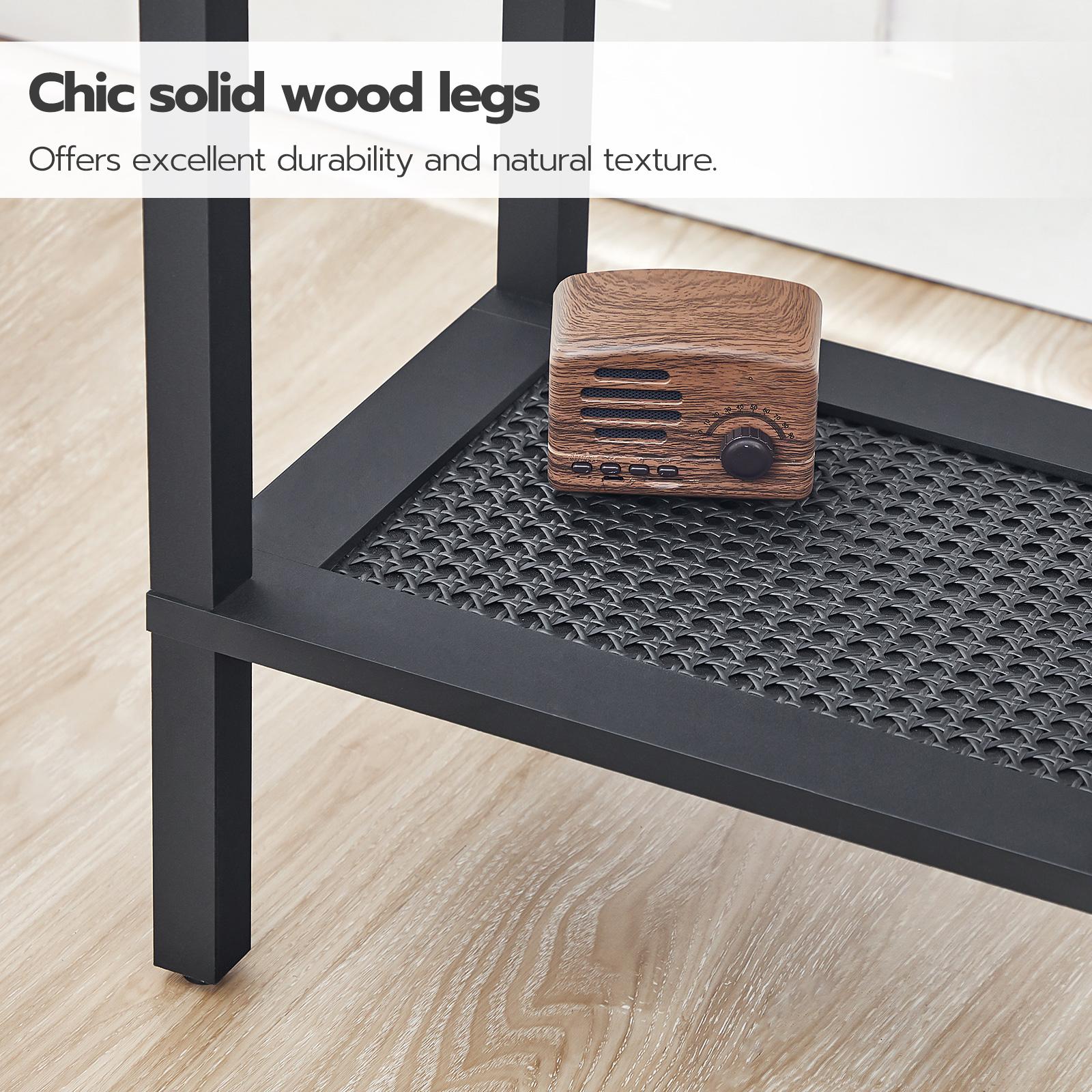 HOOBRO Side Table with Charging Station, End Table with USB Ports and Outlet, Nightstand with Storage Shelf, Faux Rattan Style, for Living Room HOOBRO Side Table with Charging Station, End Table with USB Ports and Outlet, Nightstand with Storage Shelf, Faux Rattan Style, for Living Room