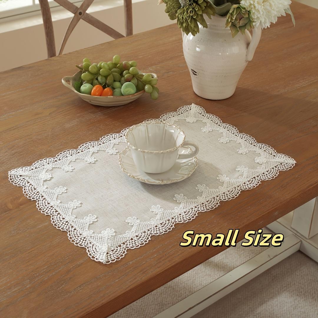 Elegant Table Runner, Polyester Fabric, Embroidered Lace Trim, Versatile for Home Kitchen Living Room, Party Decor, Wedding Decoration