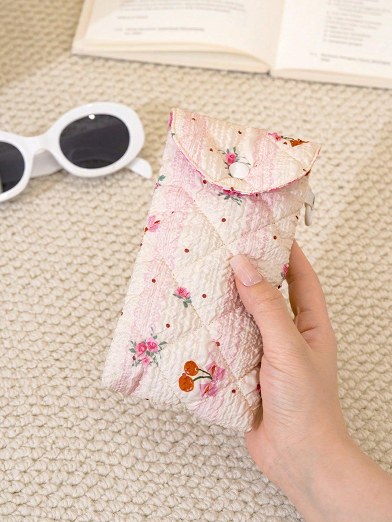 Cute Cherry Pattern Eyeglass Storage Bag, Dustproof Sunglasses Protector Case, Portable Travel Glasses Holder, Women's Gift, Christmas Present, Accessories, Portable Sunglasses Organizer