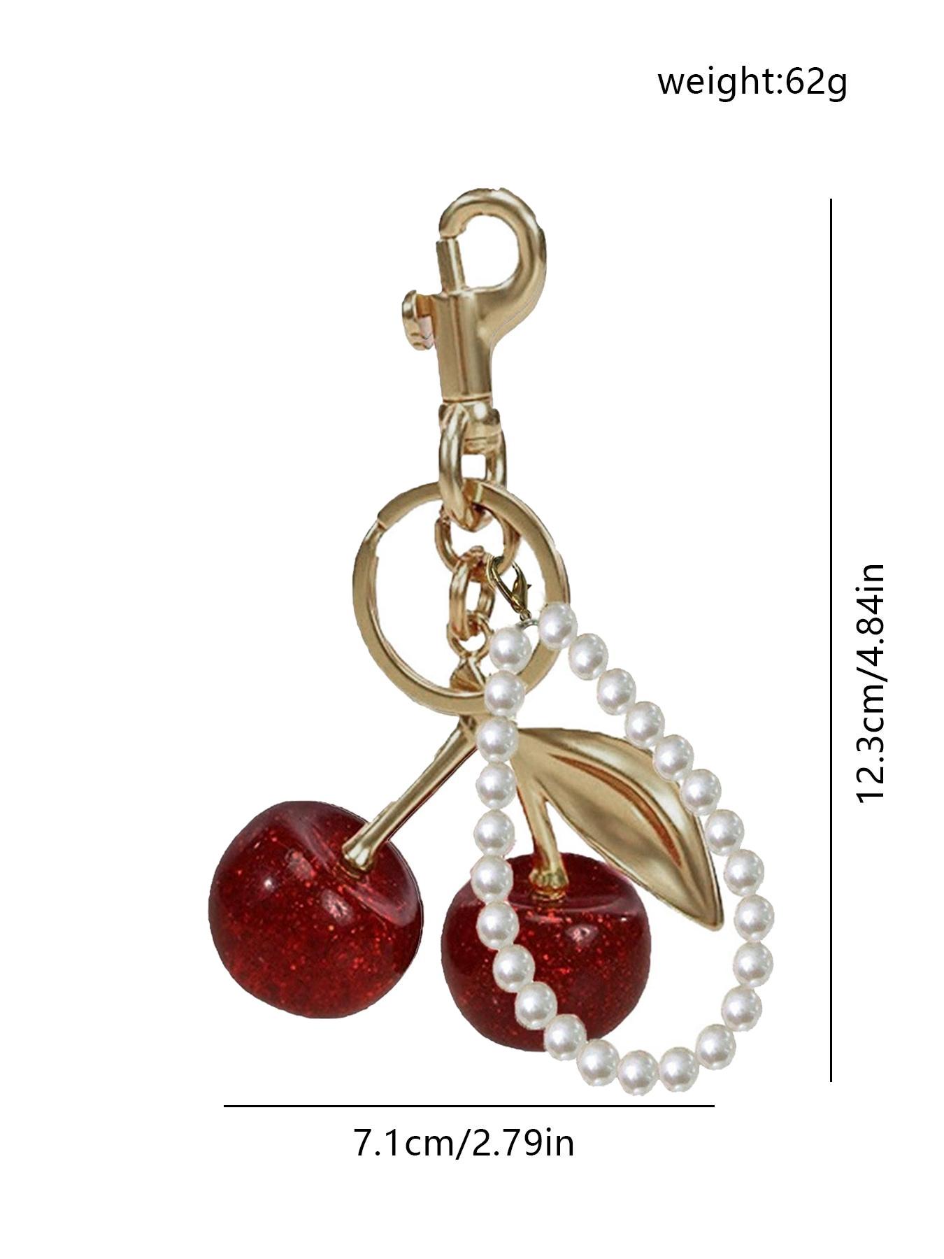 Cute Cherry Design Bag Charm, Fashionable Bag Decoration for Women, Trendy Keychain As Birthday Gift Option