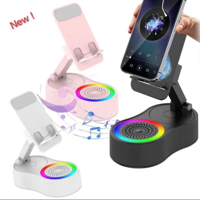 New Wireless  Audio Bluetooth Speaker5in1 Phone Holder, Emergency Rechargeable with Colorful Ambient LightFoldable for Tablet iPhone Android, Gifts forMen Women, Ideal surprising festival gift For Thanksgiving Day,Christmas,New Year,Birthday