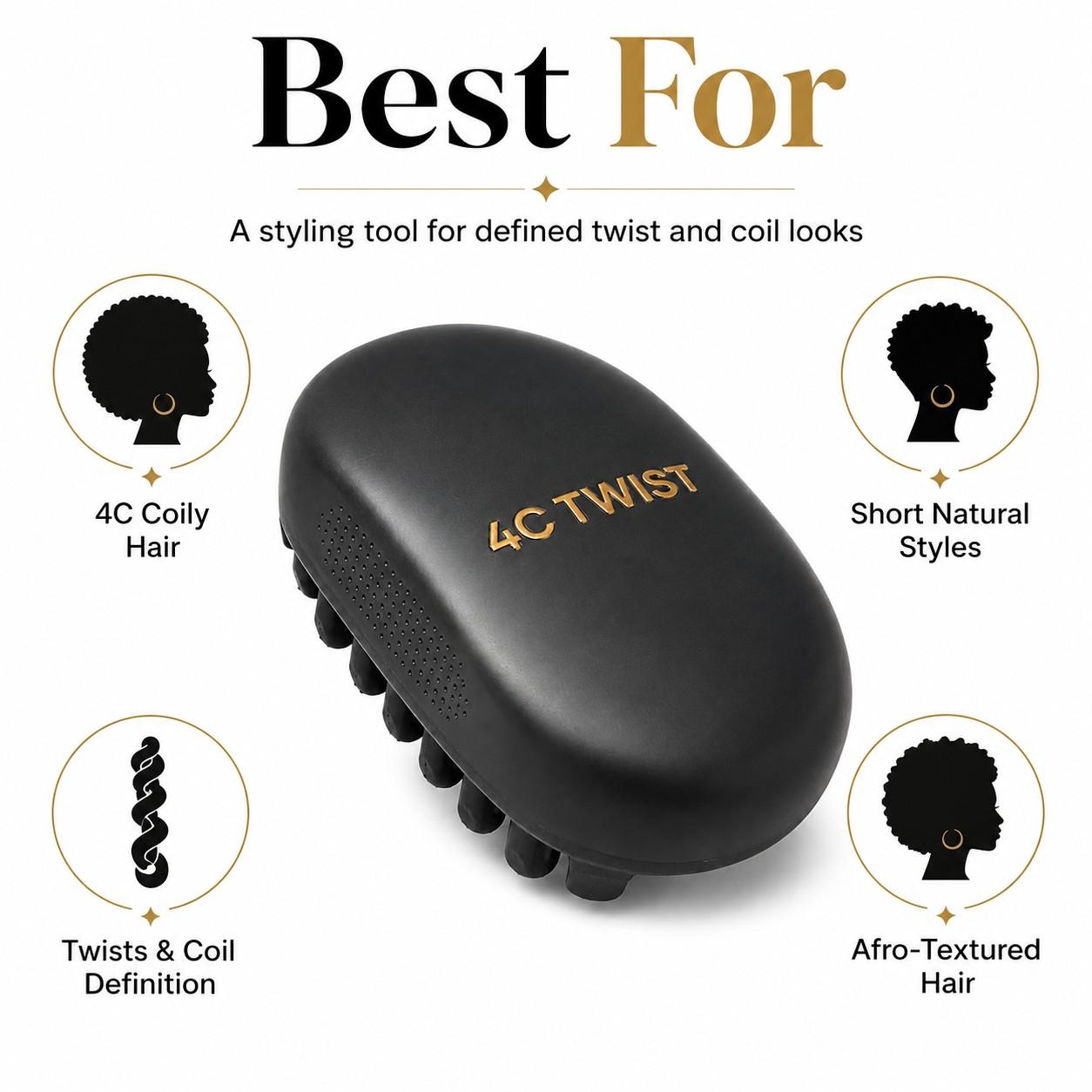 Men’s 4C Twist Curl Styling 3-Piece Set, Hair Styling Tools, 4C Hair Sponge Brush Kit with Hair Pick, Curl Comb & Texture Comb, Designed for Curly Hair, Defined Coils, Wave Patterns, Natural Short Hair Styling, Volume Control & Clean Textured Looks