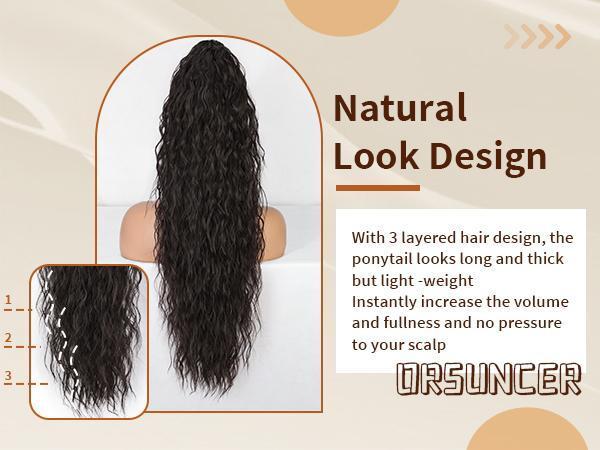 [kookastyle] Ponytail Extension Claw 30" Curly Pony Tail Clip in Claw Hair Extensions Fluffy Natural Looking Synthetic Hairpiece for Women