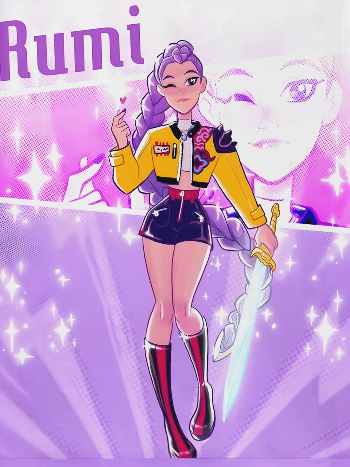 Starlight Rumi Functional Girls Hoodie, Cute Anime Style, Casual Fall & Winter Fashion, All over Print, Unisex Youthwear