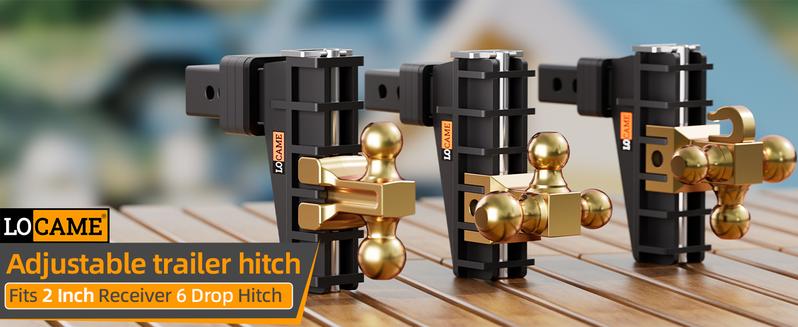 LOCAME Adjustable Trailer Hitch, Fits 2-Inch Receiver, 6-8Inch Drop/Rise Drop Hitch, 25,000 LBS GTW-Tow Hitch for Heavy Duty Truck, Solid Ball Mount, LC0076