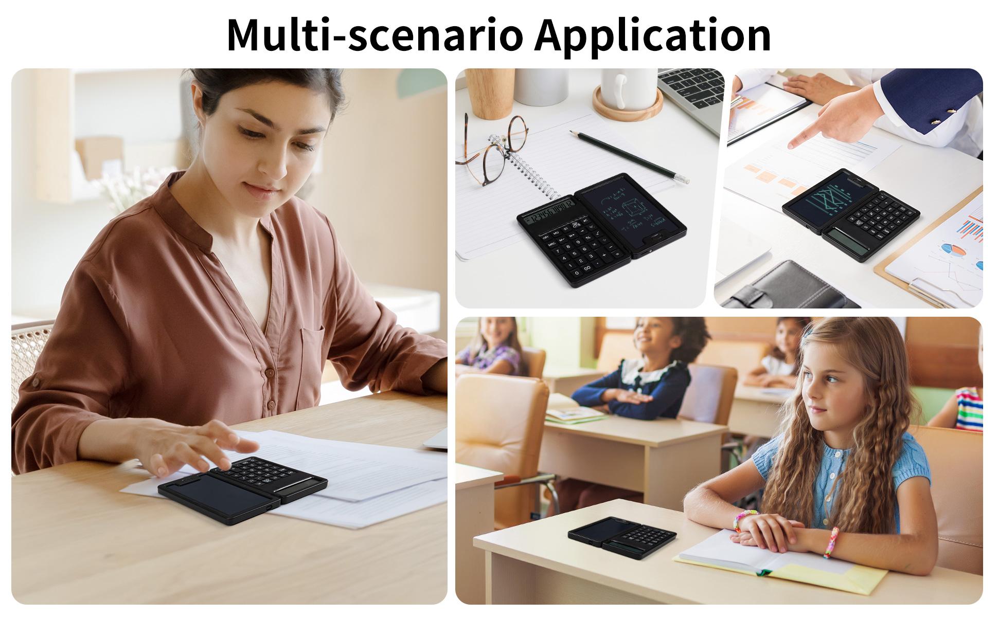 Desk Portable Basic Calculator with Notepad and Stylus, 12 Digit Large Display Multi-Function for Office, School, Home & Basic Financial